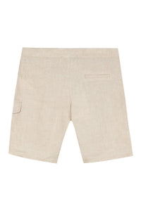 Bermuda cargo à détails boutonnés en lin - Beige