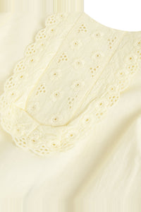 Robe à plastron et manches ajourés en coton - Jaune pâle