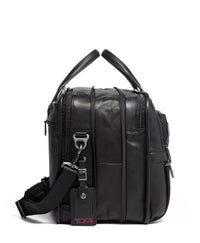 Alpha expandable briefcase in leather - Black