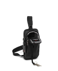Alpha compact leather shoulder bag - Black
