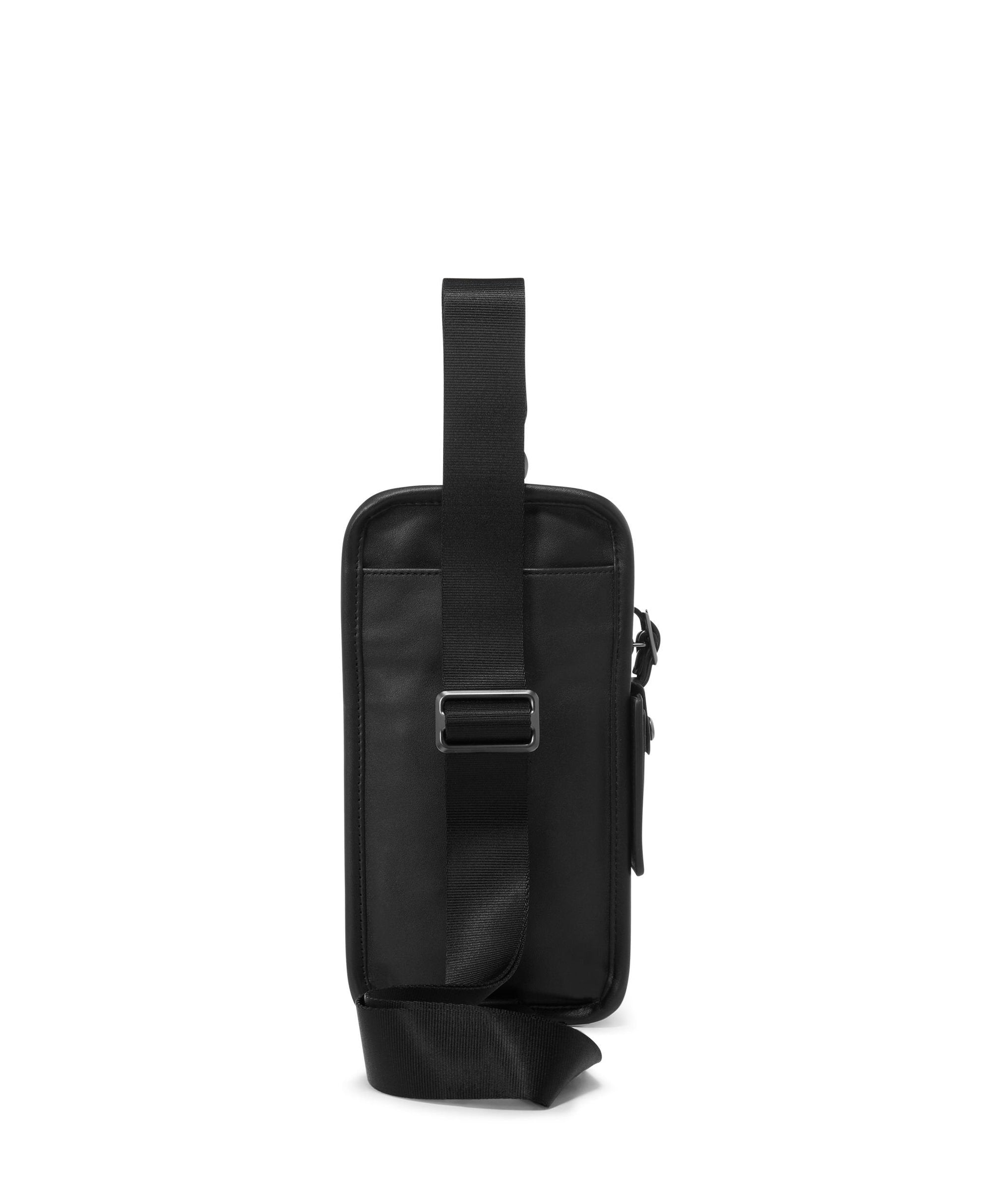 Alpha compact leather shoulder bag - Black