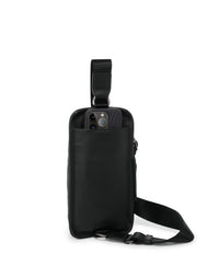 Alpha compact leather shoulder bag - Black
