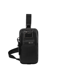 Alpha compact leather shoulder bag - Black