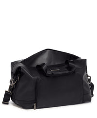 Alpha leather expandable travel bag - Black