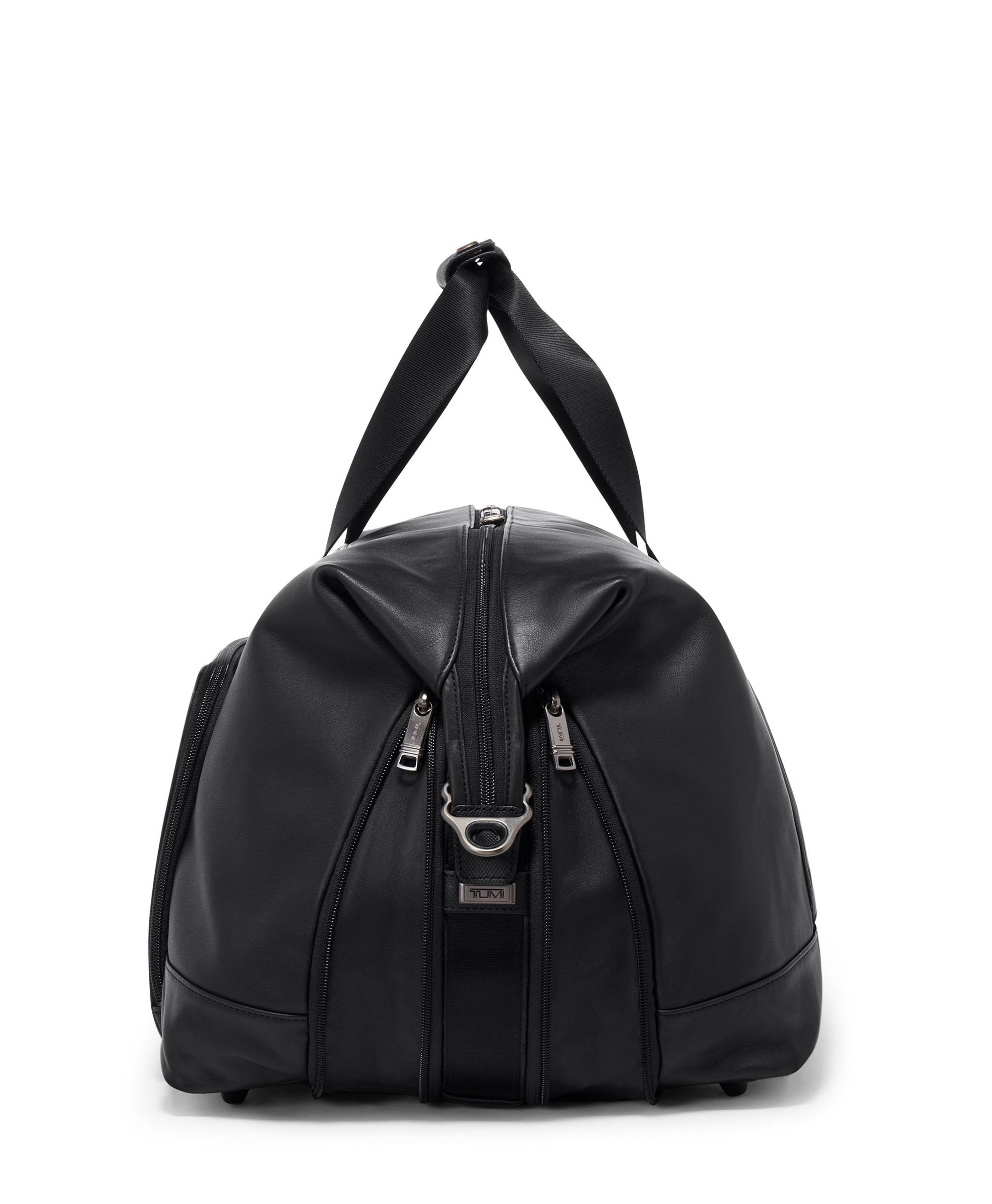 Alpha leather expandable travel bag - Black