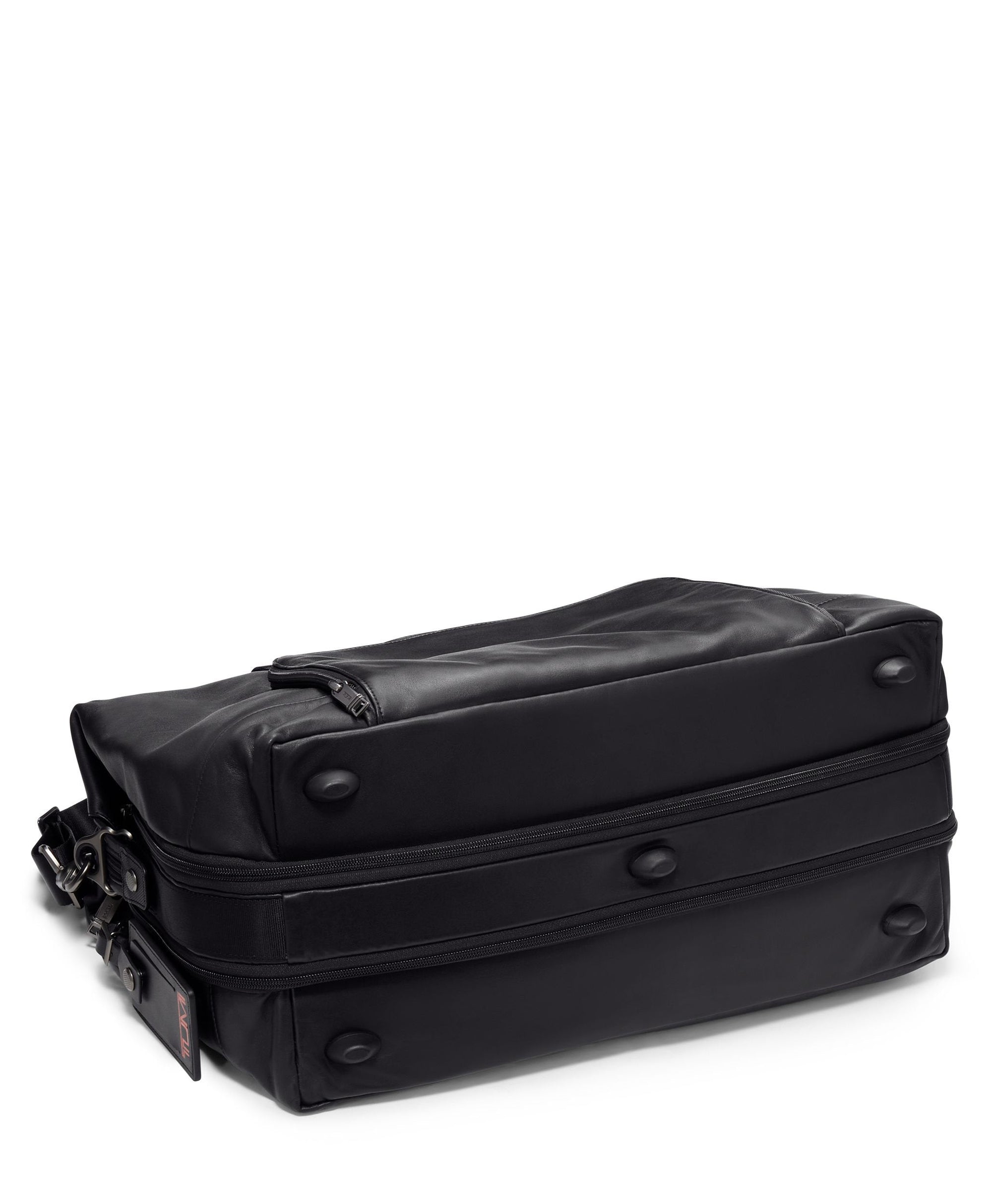 Alpha leather expandable travel bag - Black