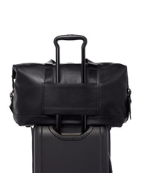 Alpha leather expandable travel bag - Black
