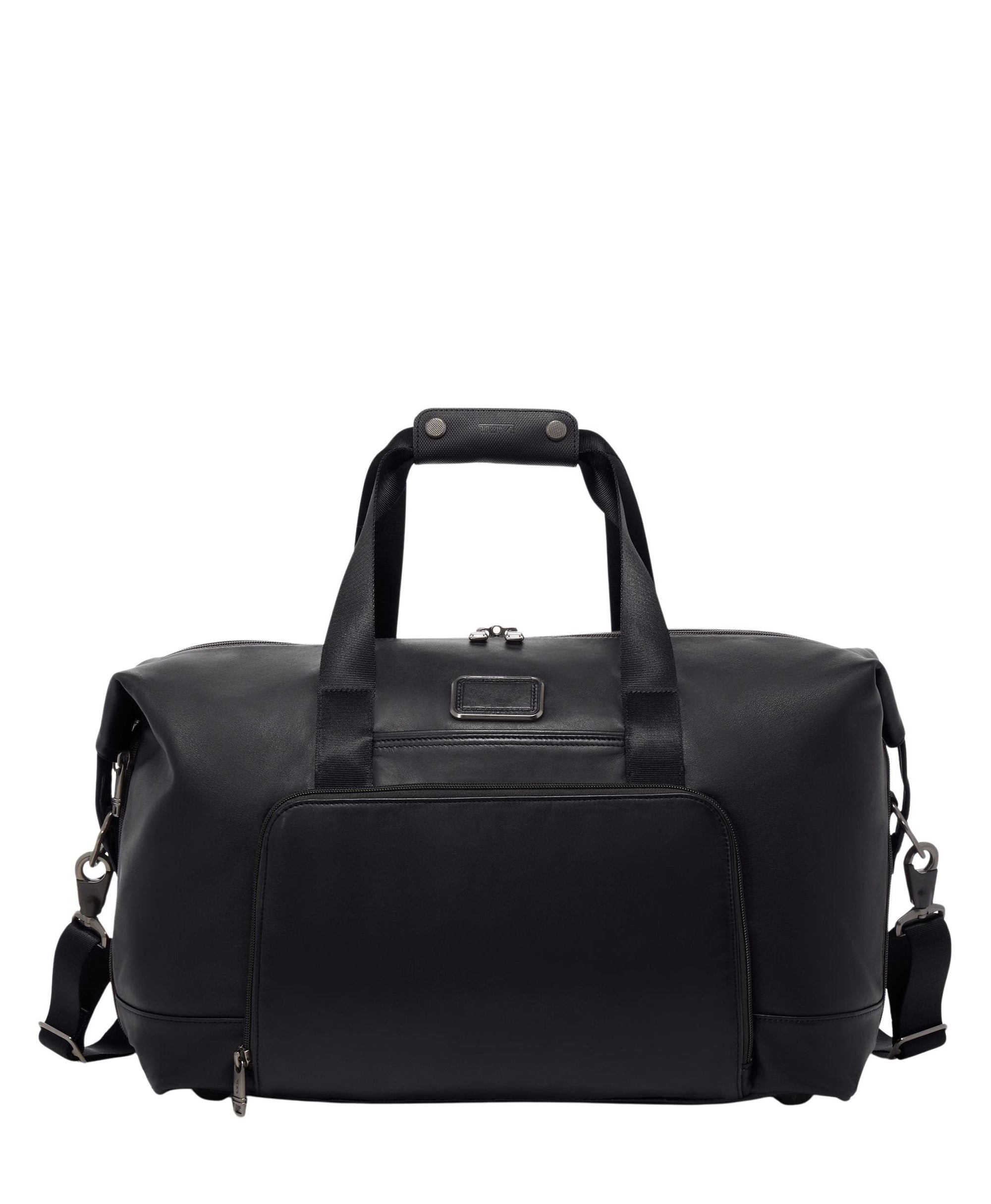 Alpha leather expandable travel bag - Black