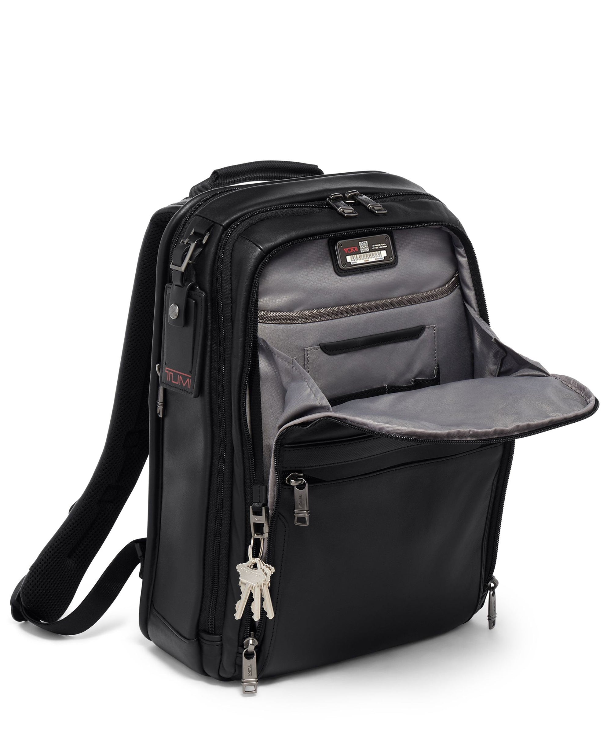 Slim Alpha leather backpack - Black