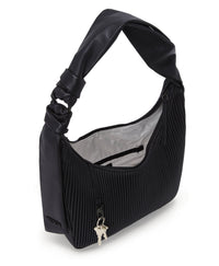 Asra leather handbag - Black Ribbed