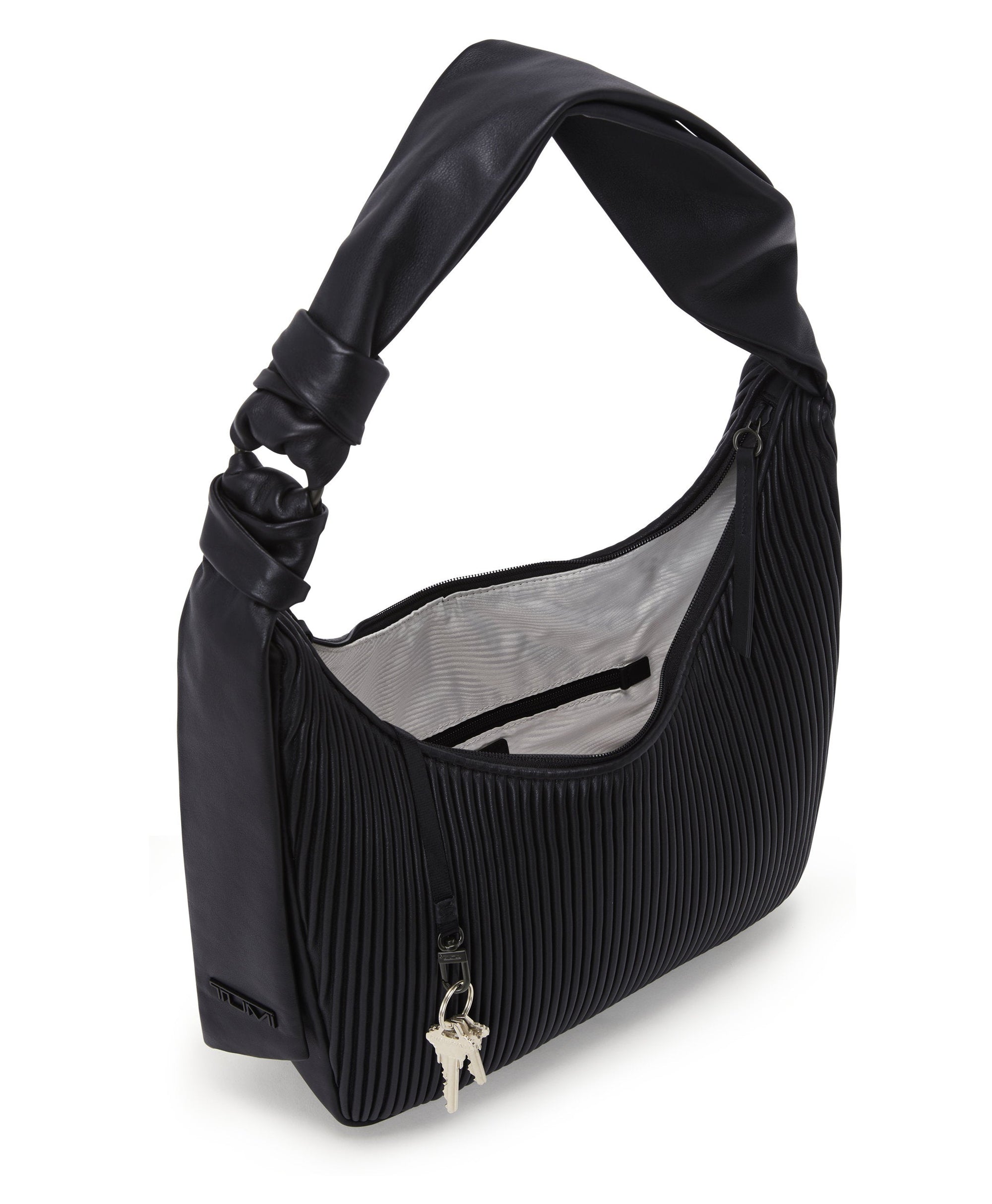 Asra leather handbag - Black Ribbed