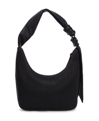 Asra leather handbag - Black Ribbed