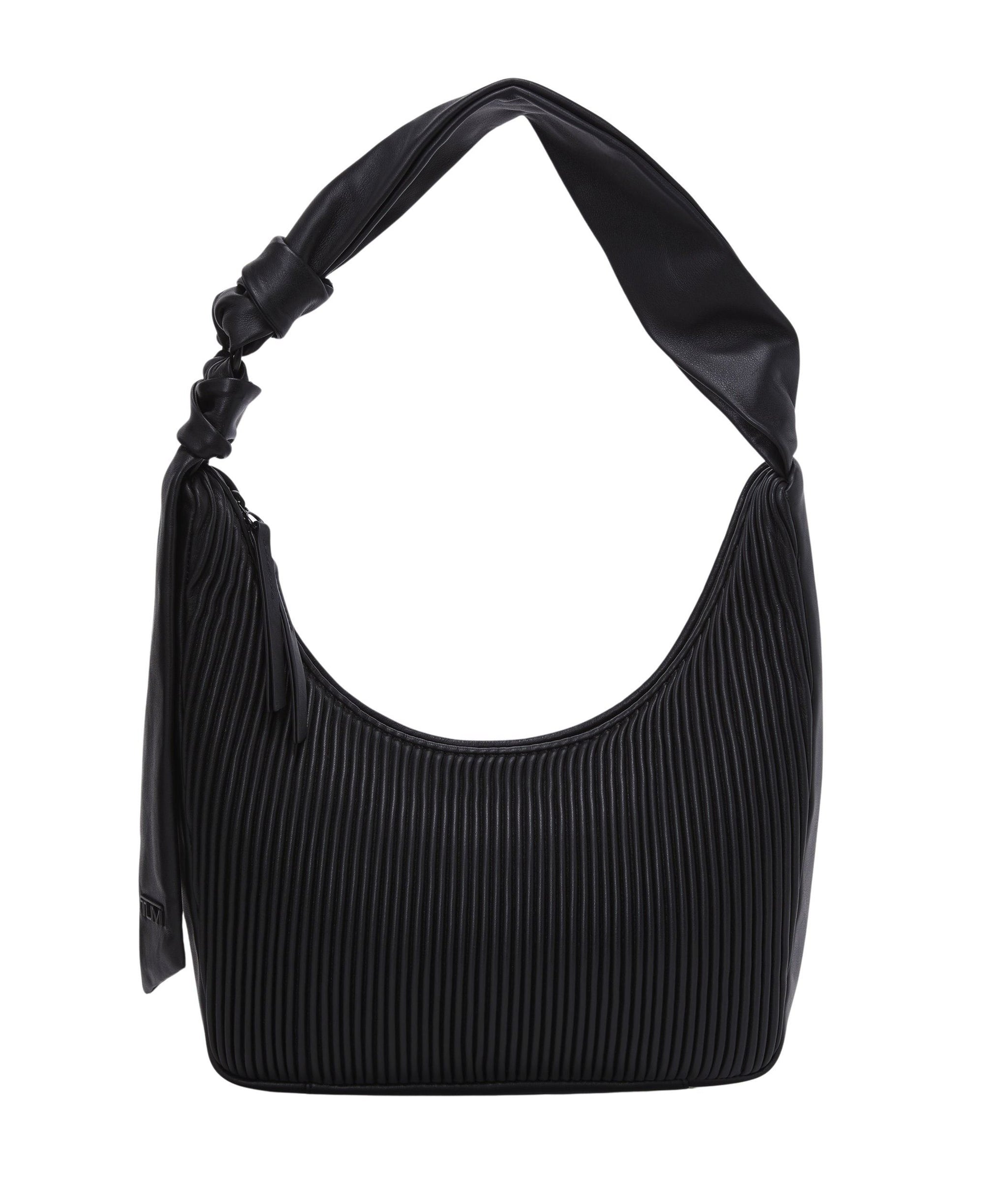 Asra leather handbag - Black Ribbed