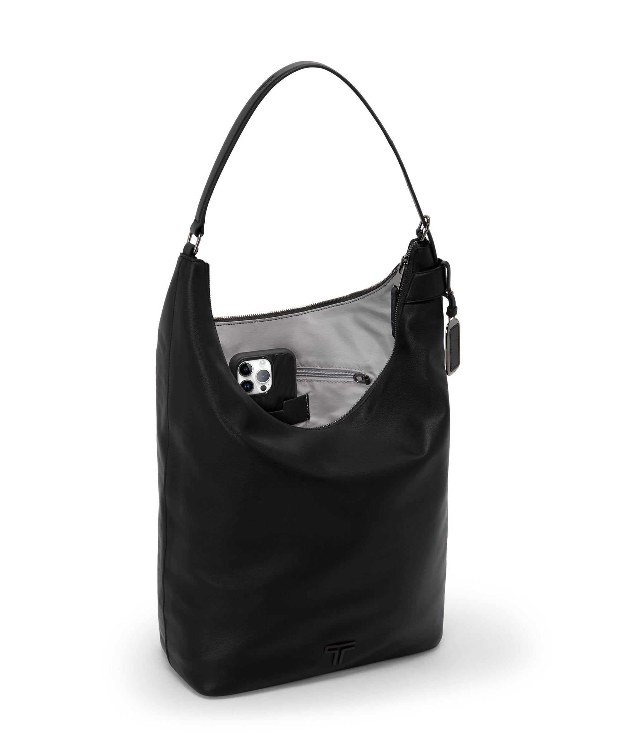 Sac à main Evora Voyageur en cuir - Black