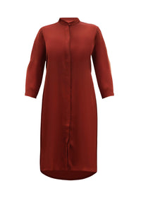 Satin button-down Uchi tunic - Chocolate