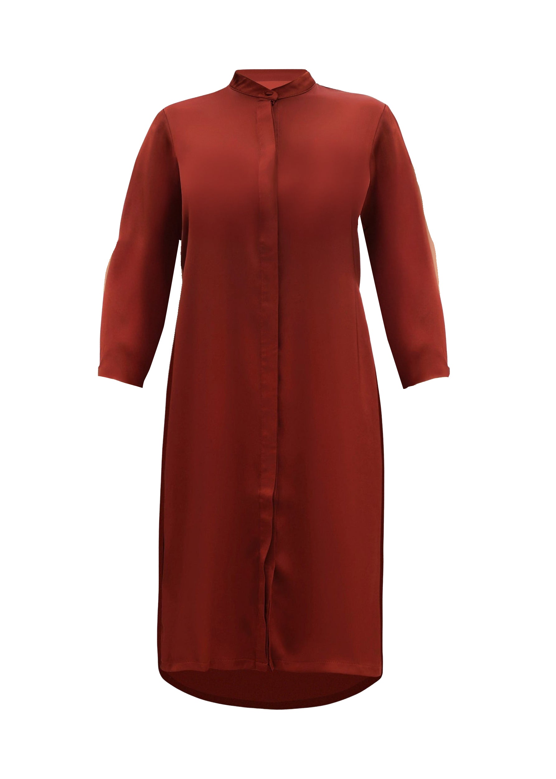 Satin button-down Uchi tunic - Chocolate