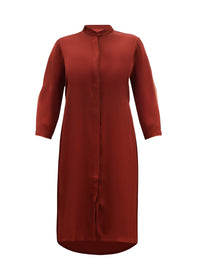 Uchi satin buttoned tunic - Chocolate