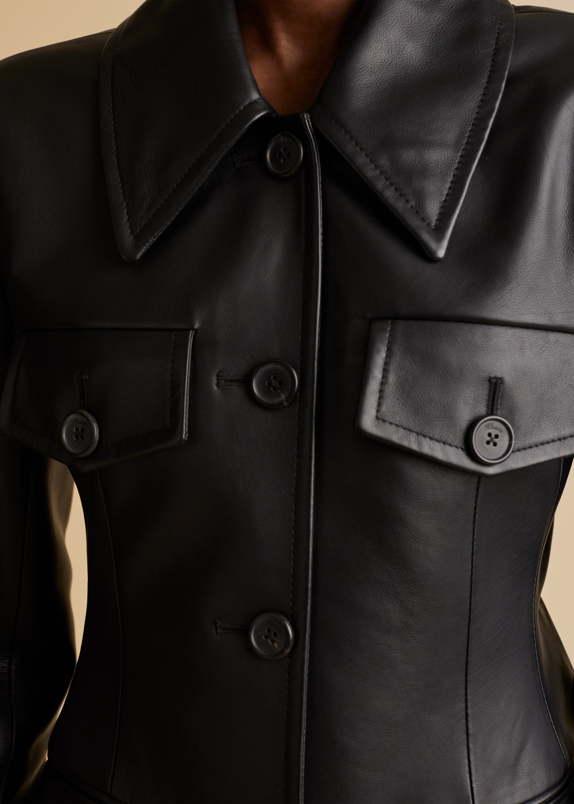 Turley jacket in leather - Black
