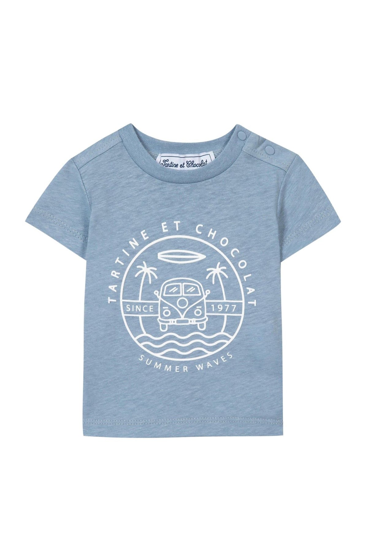 Cobalt / T-Shirt Baby Carnet De Voyage En Lin Mélangé - Cobalt