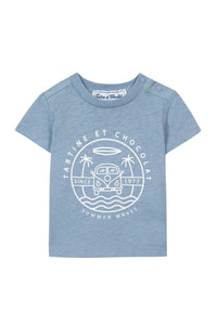 Baby Carnet De Voyage T-shirt in linen blend - Cobalt