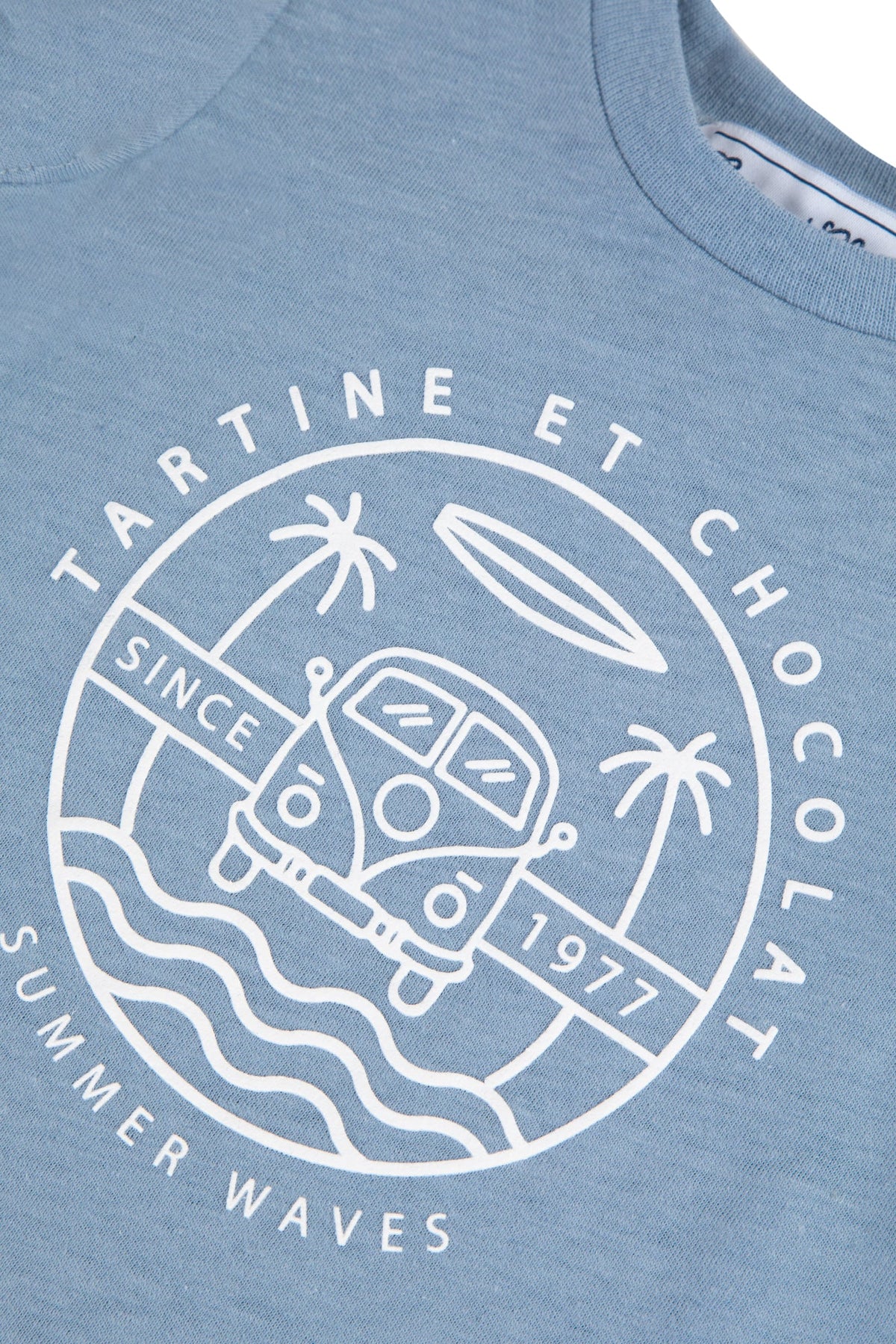 T-shirt Baby Carnet De Voyage en lin mélangé - Cobalt