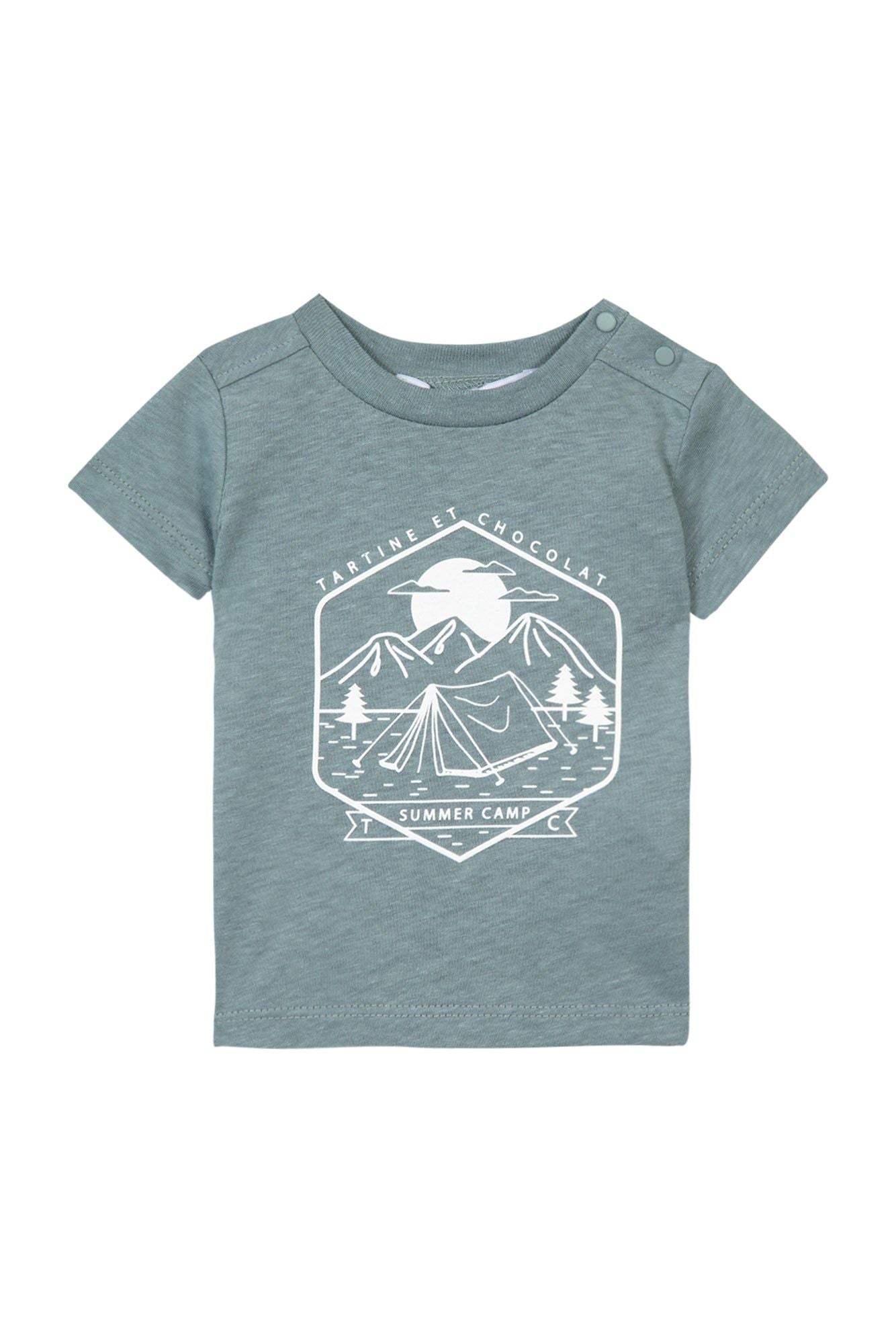 T-shirt Carnet de Voyage à col rond baby boy - Vert de Gris