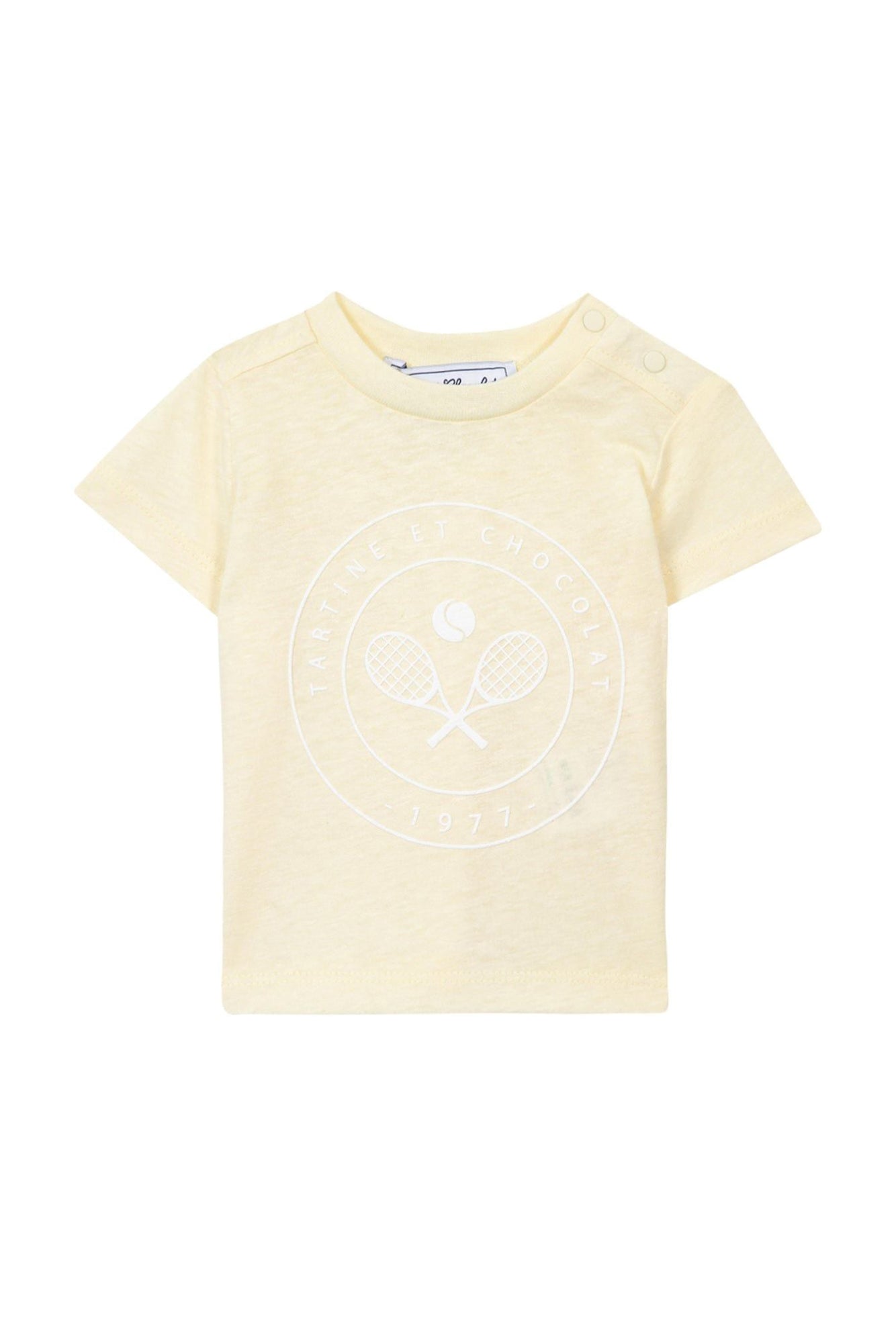 Baby Tc Club T-shirt in linen blend - Pale Yellow