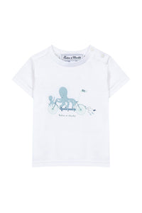 T-shirt carnet de voyage en coton - Vert grisé
