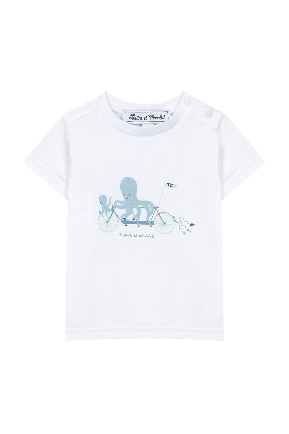 T-shirt carnet de voyage en coton - Vert grisé
