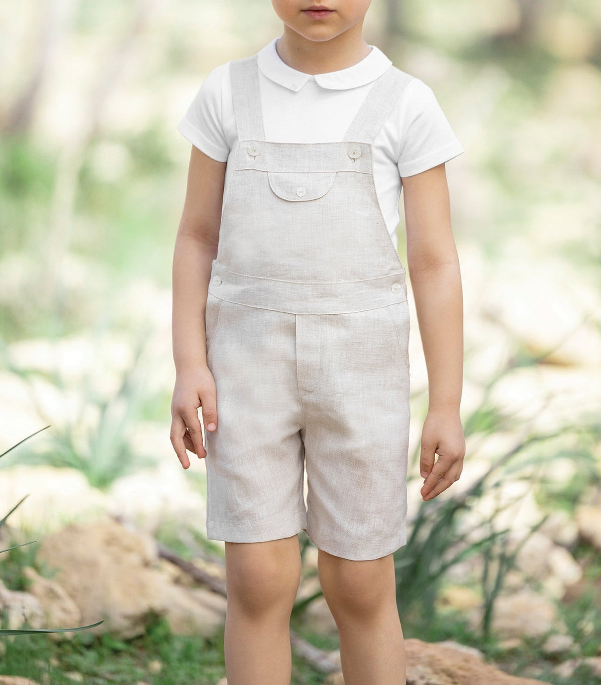 Salopette Baby Ceremonie en lin - Beige Chiné