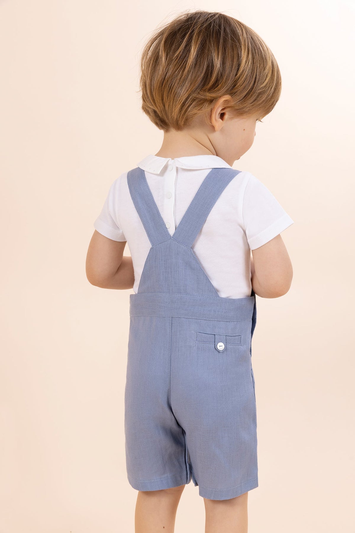 Salopette Baby Carnet De Voyage en lin - Cobalt