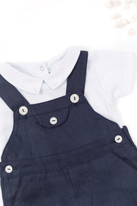 Baby Ceremonie linen dungarees - Navy