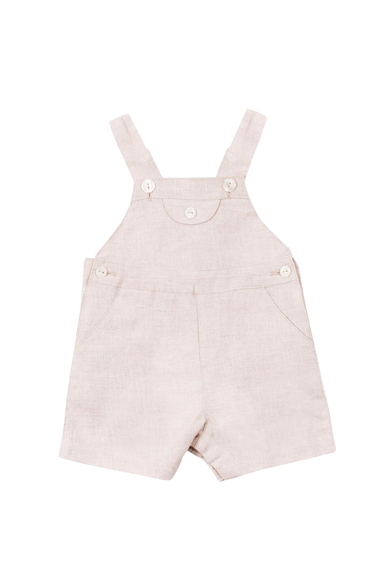 Baby Ceremonie overalls in linen - Beige Chiné