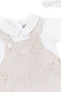 Salopette Baby Ceremonie en lin - Beige Chiné