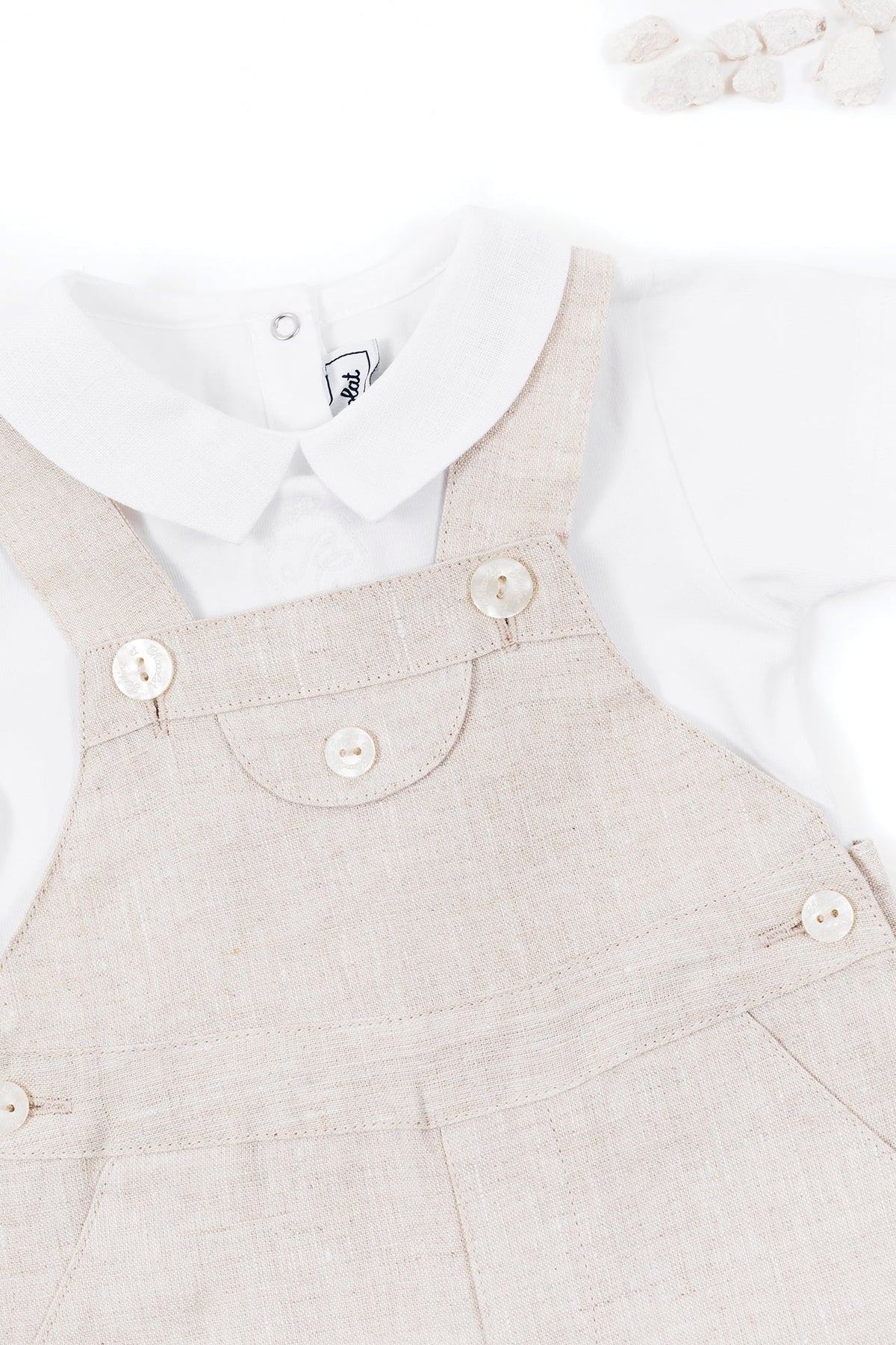Salopette Baby Ceremonie en lin - Beige Chiné