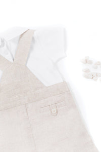 Baby Ceremonie overalls in linen - Beige Chiné