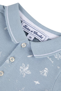 Bleu Nuage / Polo Baby Carnet De Voyage - Bleu Nuage