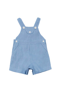 Baby Carnet De Voyage overalls in linen - Cobalt