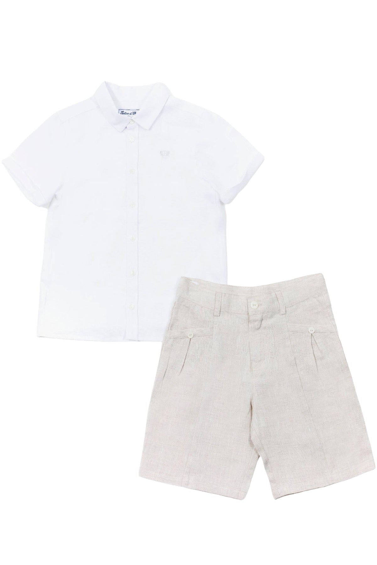 Linen summer camp shorts Mottled beige