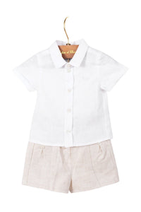 Short Baby Ceremonie en lin - Beige Chiné