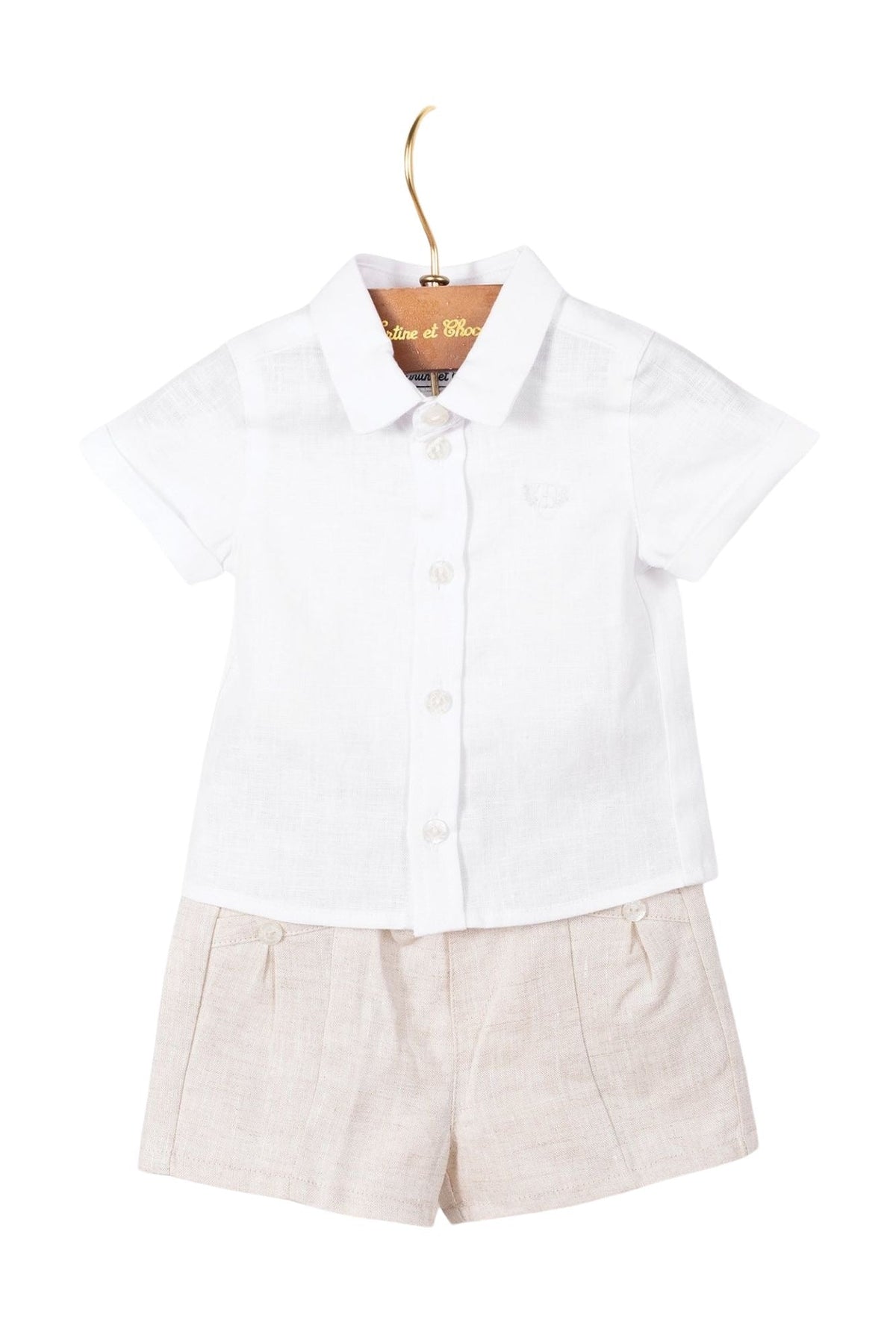 Short Baby Ceremonie en lin - Beige Chiné