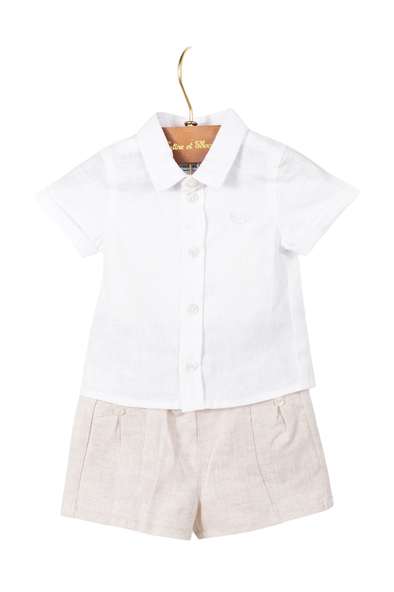 Baby Ceremonie shorts in linen - Beige Chiné