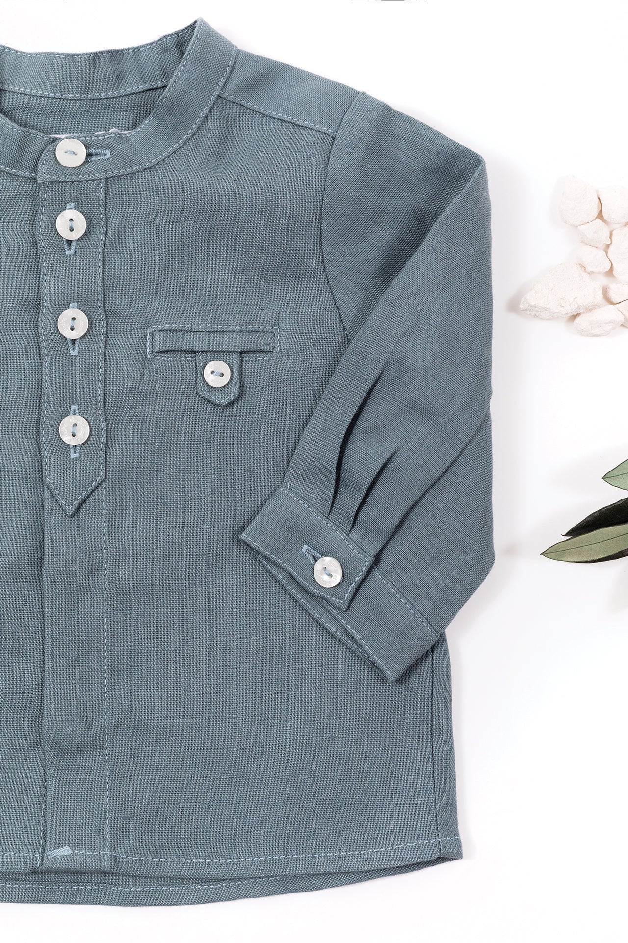 Baby Summer Camp linen shirt - Vert De Gris