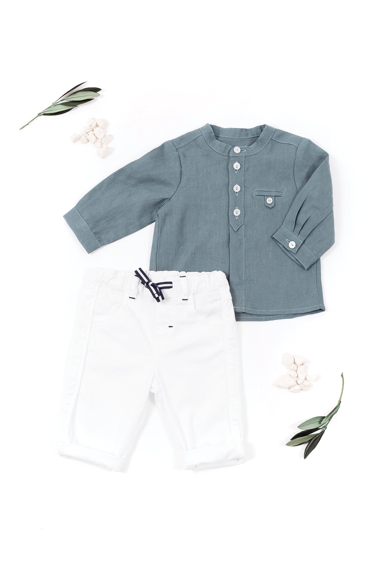 Baby Summer Camp linen shirt - Vert De Gris