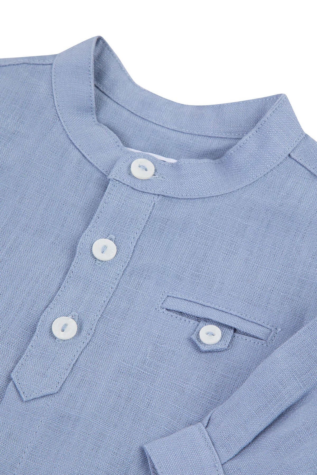 Cobalt / Chemise Baby Carnet De Voyage En Lin - Cobalt