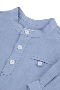 Chemise Baby Carnet De Voyage en lin - Cobalt