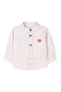 Baby Summer Camp shirt in mixed linen - Pomegranate