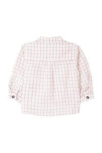 Baby Summer Camp shirt in mixed linen - Pomegranate