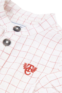 Baby Summer Camp shirt in mixed linen - Pomegranate