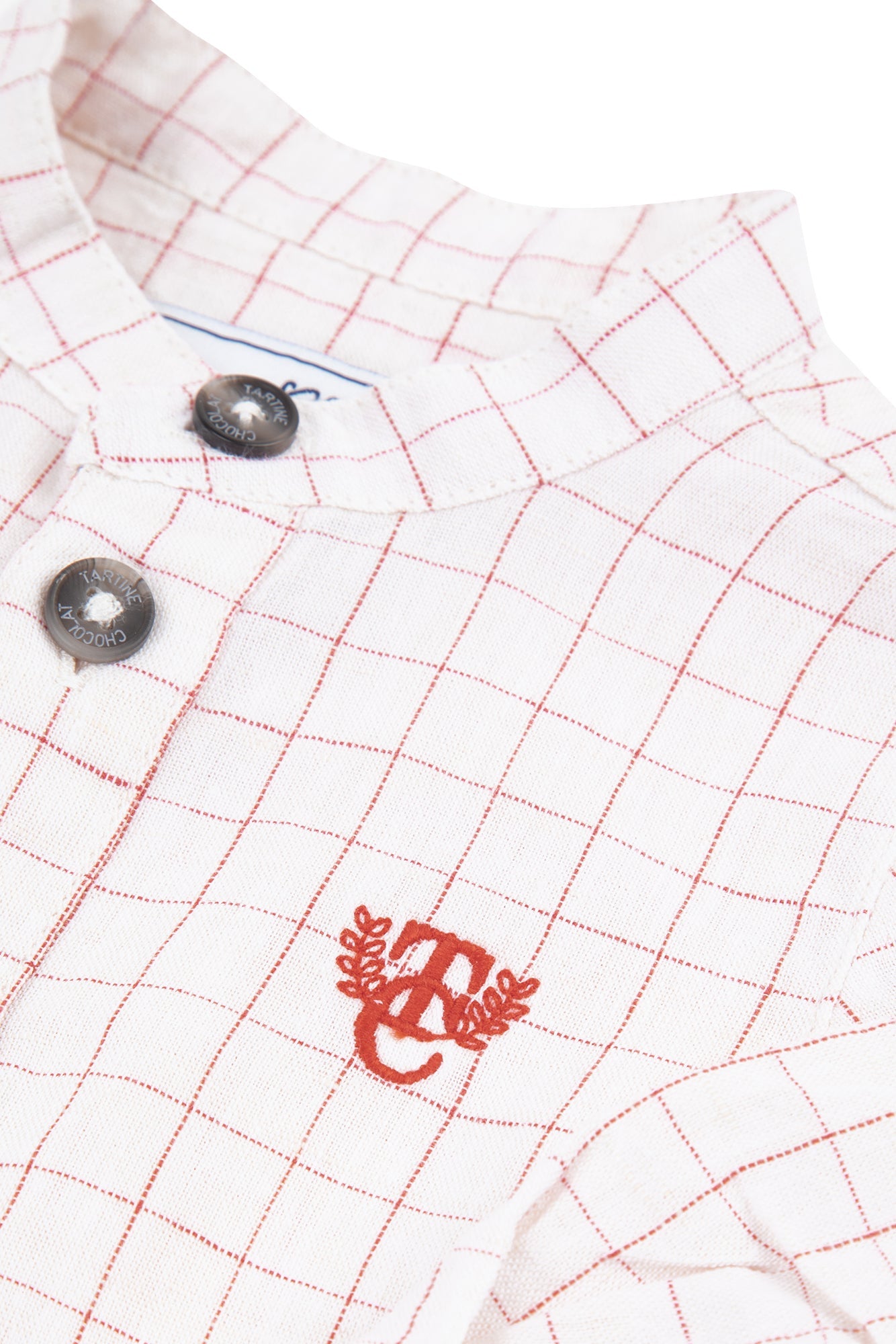 Baby Summer Camp shirt in mixed linen - Pomegranate